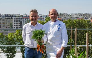 Pierre Georgel and Eric Briffard on the roof